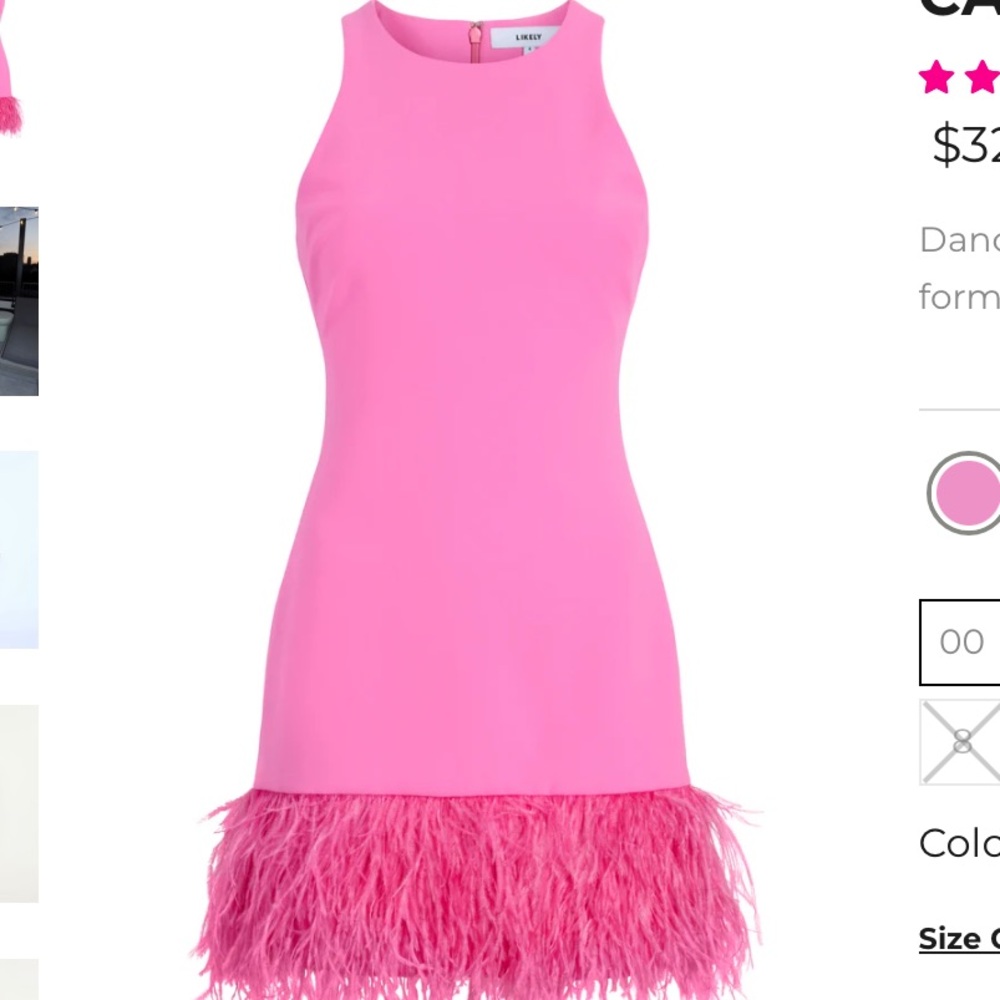 LIKELY CAMI DRESS, PINK SUGAR, FEATHER Hem Bottom